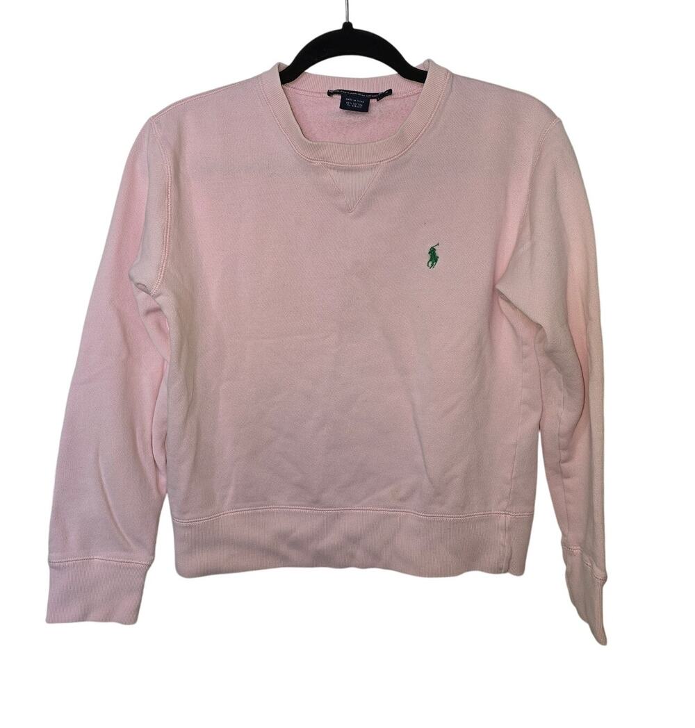 Youth Medium Ralph Lauren Sport Pink with Green Pony Sweatshirt cotton/acrylic